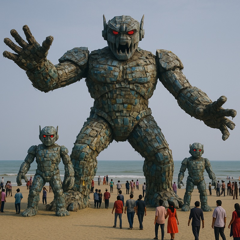 Bangladesh’s 62-Foot Plastic Robot Monster Sounds Global Alarm on Marine Pollution Crisis